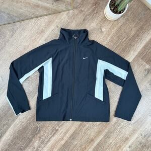 Vintage Y2K Nike Track Jacket Light Blue Stripes Black Full Zip
